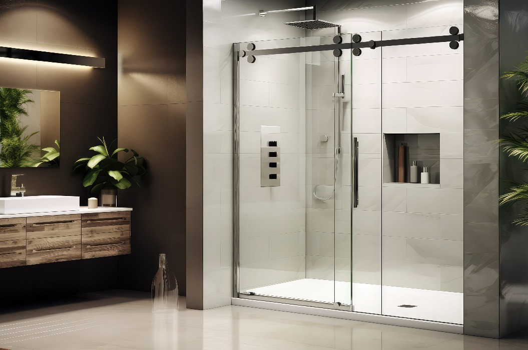 Space-Shower-Glastür